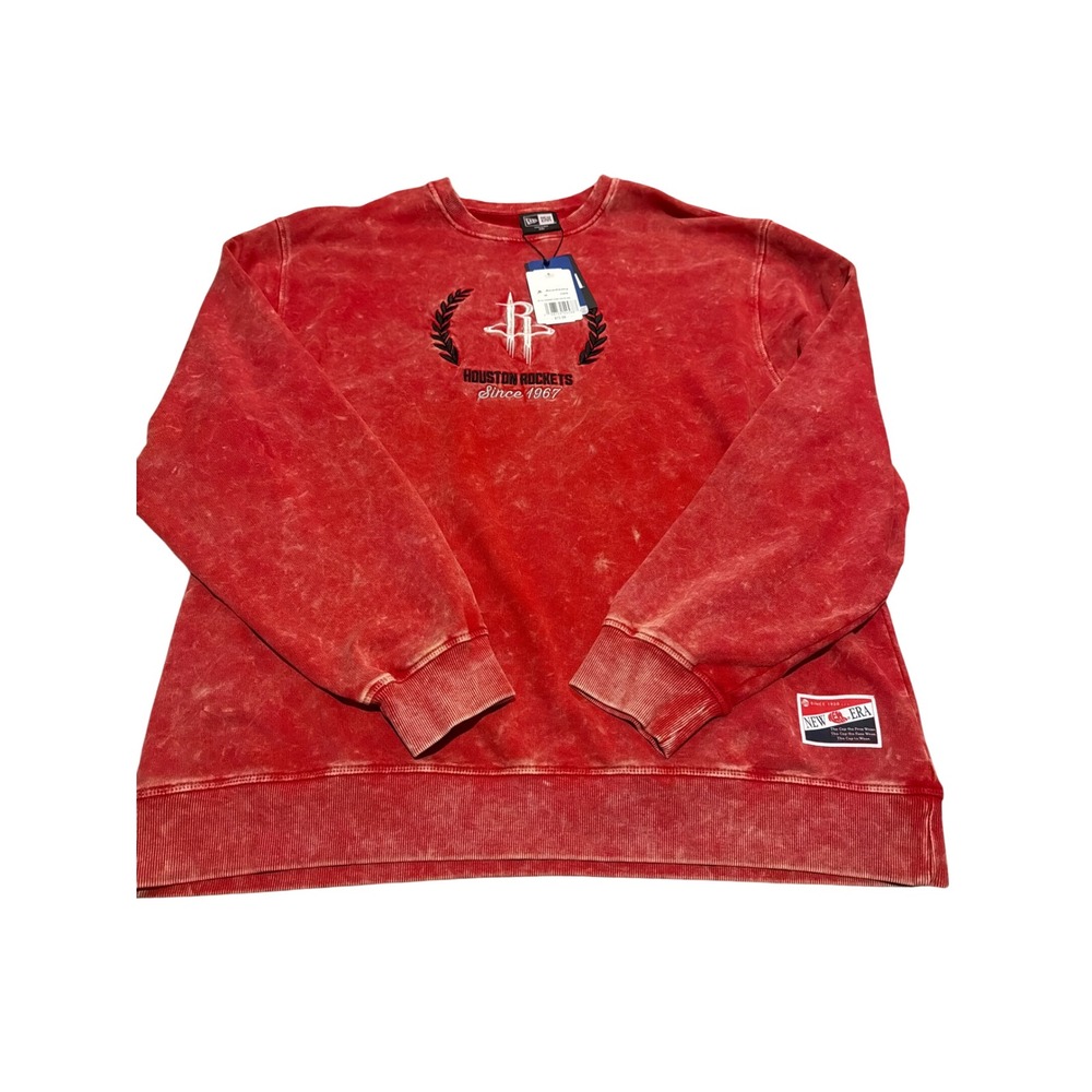 New Era Houston Rockets Red Acid Wash Crewneck Sweatshirt NBA Mens 2XL NWT